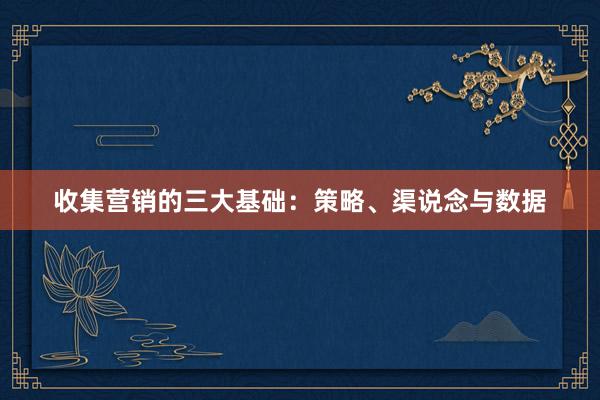 收集营销的三大基础：策略、渠说念与数据